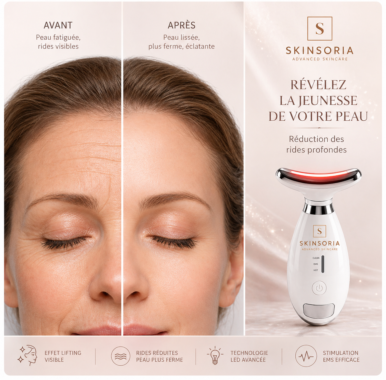 Masseur Facial V-Line LED & EMS